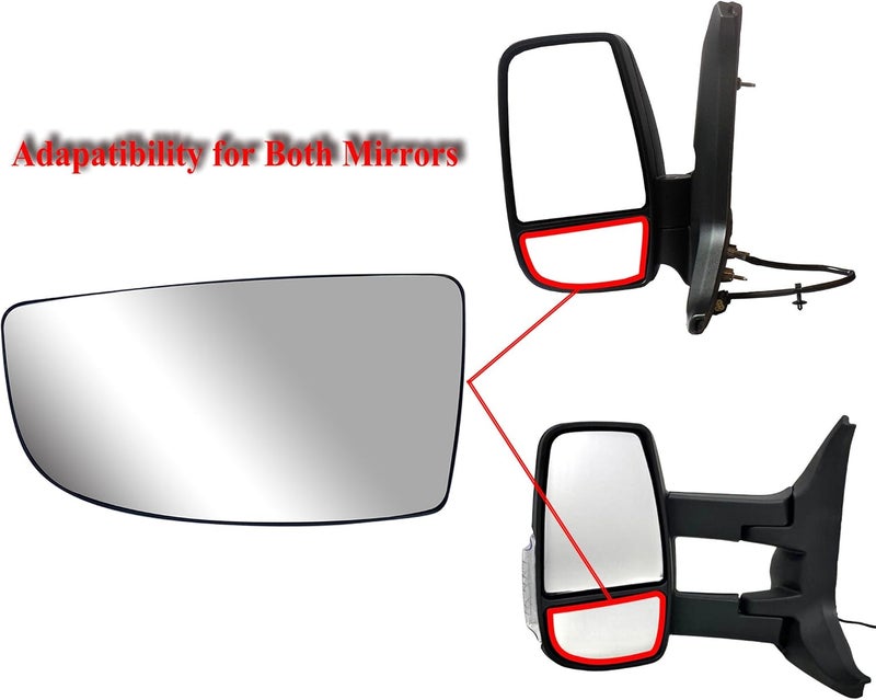 LONGLING Replacement Driver Left Side Door Mirror Lower Small Glass for Ford Transit T150 T250 T350 T350HD from 2014 to 2023 - Image 2